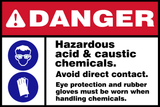 Danger : Hazardous acid and caustic chemicals safety sign (DAN054)
