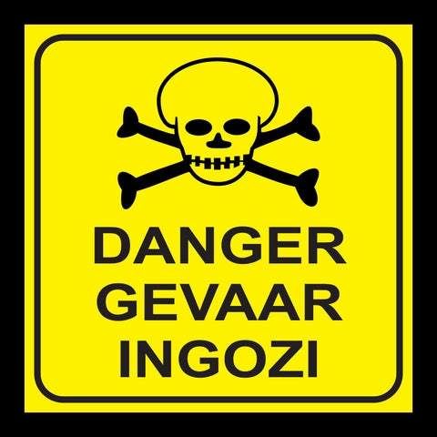 Danger Skull - 3 Languages safety sign (MV 43)