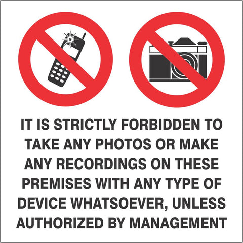 Strictly forbidden to use cell phones and cameras safety sign  (P17)