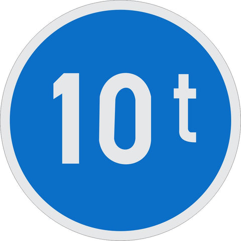 Vehicles Exceeding Mass Only road sign (R102)