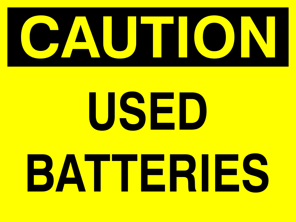 Caution : Used batteries safety sign (C58) | Safety Sign Online