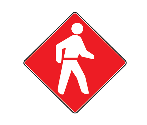 Pedestrian priority road sign (R5)