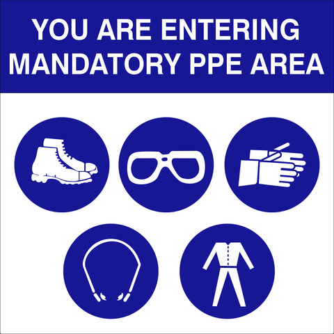 You are entering mandatory PPE area safety sign (M098)