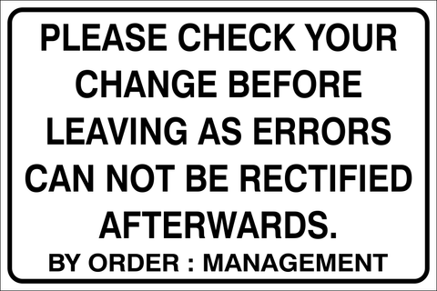Please check your change safety sign (B5)