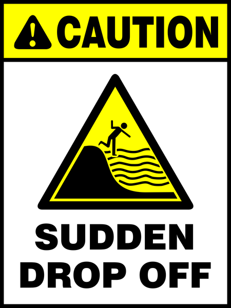 Caution : sudden drop off safety sign (BR03) | Safety Sign Online