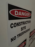 Danger : Construction site no trespassing safety sign (C76)