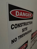 Danger : Construction site no trespassing safety sign (C76)