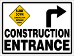 Construction entrance arrow right safety sign (C87)