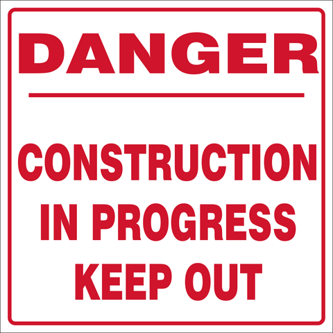 Danger Construction in progress safety sign (C9)