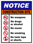 Notice : Construction site rules safety sign (C93)