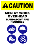 Caution : Men at work overhead safety sign (CAU02)