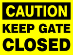 Caution : Keep gate closed safety sign (CAU041)