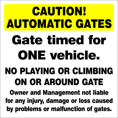 Caution : Automatic gates safety sign (CAU045)
