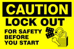 Caution : Lock out safety sign (CAU072)