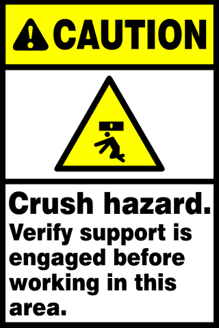 Caution : crush hazard safety sign (CAU080)