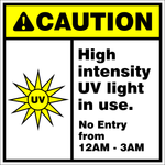 Caution : High Intensity UV light safety sign (CAU127)