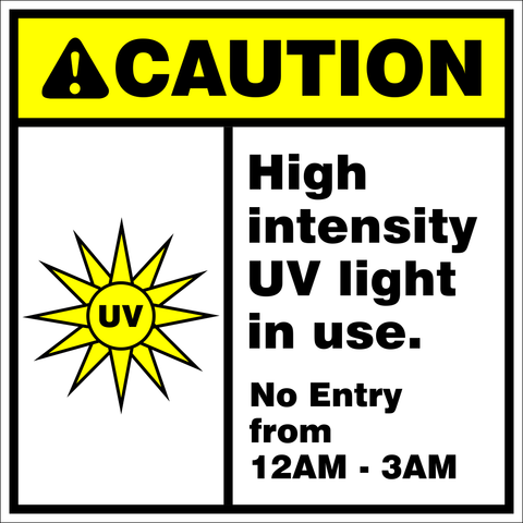 High Intensity UV light safety sign (CAU127)