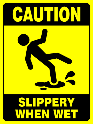 Caution Slippery when wet Safety sign (CAU128)