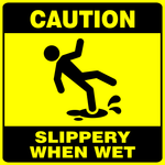 Caution : Slippery when wet safety sign (CAU128A)