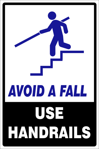Avoid a fall use handrails safety sign (CAU129)