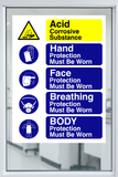 Acid Corrosive with various ppe safety sign (CAU134)