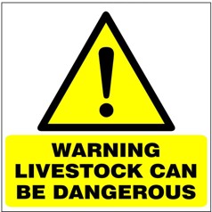 Warning livestock can be dangerous safety sign (CAU145)