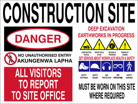 Construction site, danger safety sign (CON003 A)