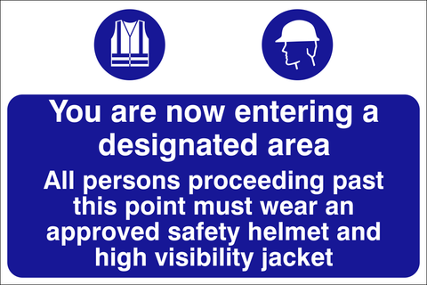 You are now entering a designated mandatory ppe area safety sign (CONS0002)