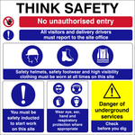 Think Safety - No Unauthorised entry, ppe Safety Sign (CONS0015)