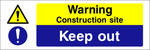 Warning : Construction Site, Keep out safety sign (CONS0051)