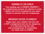 Warning to the public safety sign (CONS0082)