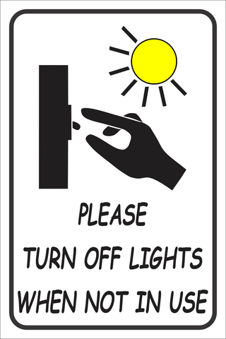 Please turn off lights when not in use safety sign (CS02)