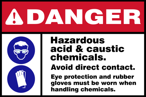 Danger : Hazardous acid and caustic chemicals safety sign (DAN054)
