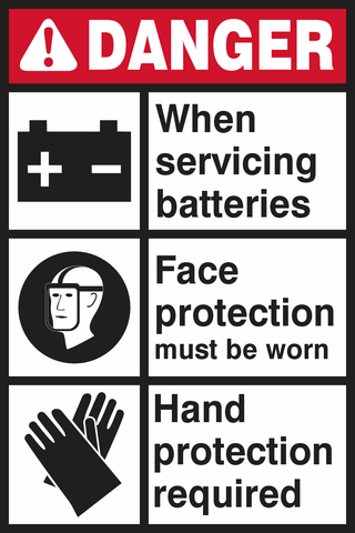Danger : when servicing batteries safety sign (DAN059)