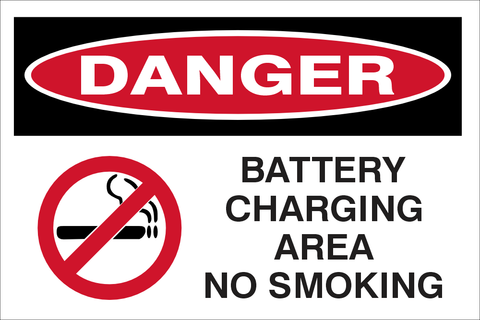 Danger : Battery charging area no smoking safety sign (DAN061)