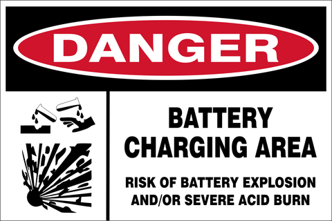 Danger : Battery charging area safety sign (DAN062)