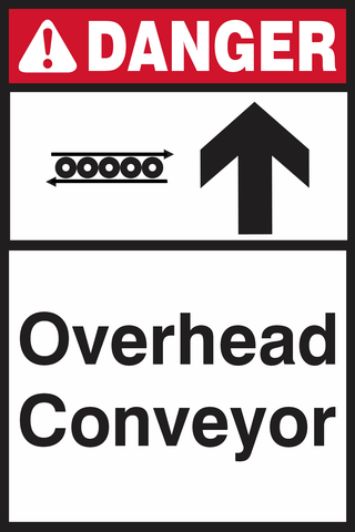 Danger overhead conveyor safety sign (DAN072)