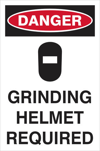 Danger : Grinding Helmet required safety sign (DAN079)