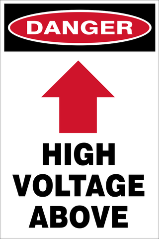 Danger : High voltage above safety sign (DAN081)