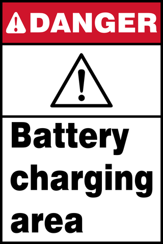 Danger : Battery charging area safety sign (DAN087)