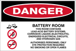 Danger : Battery room safety sign (DAN088)