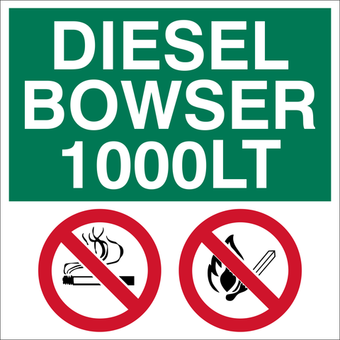 Diesel Bowser 1000LT safety sign (DBL01)