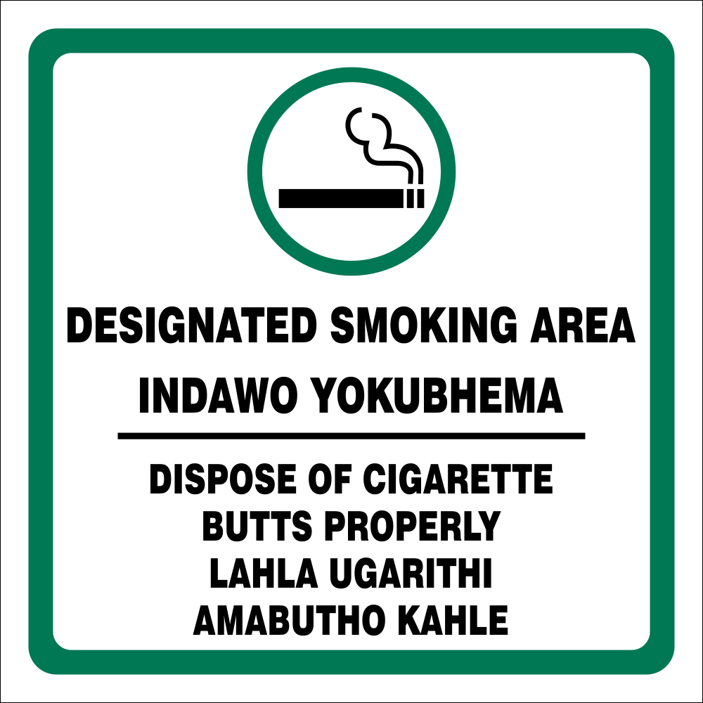 cigarette butts sign Please Dispose of In Receptacles Please allow for slight imperfections as wood is imperfect by nature Designated Smoking area - 2