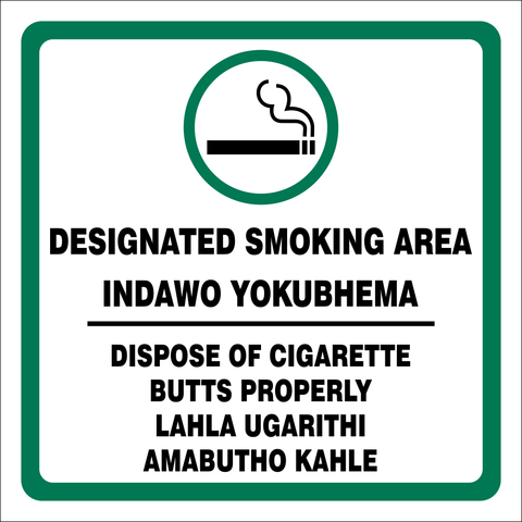 Designated Smoking area - 2 Lang safety sign (DES03)