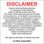Disclaimer safety sign (DIS002)