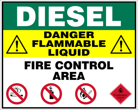 Diesel : Danger Flammable liquid safety sign (FA19)