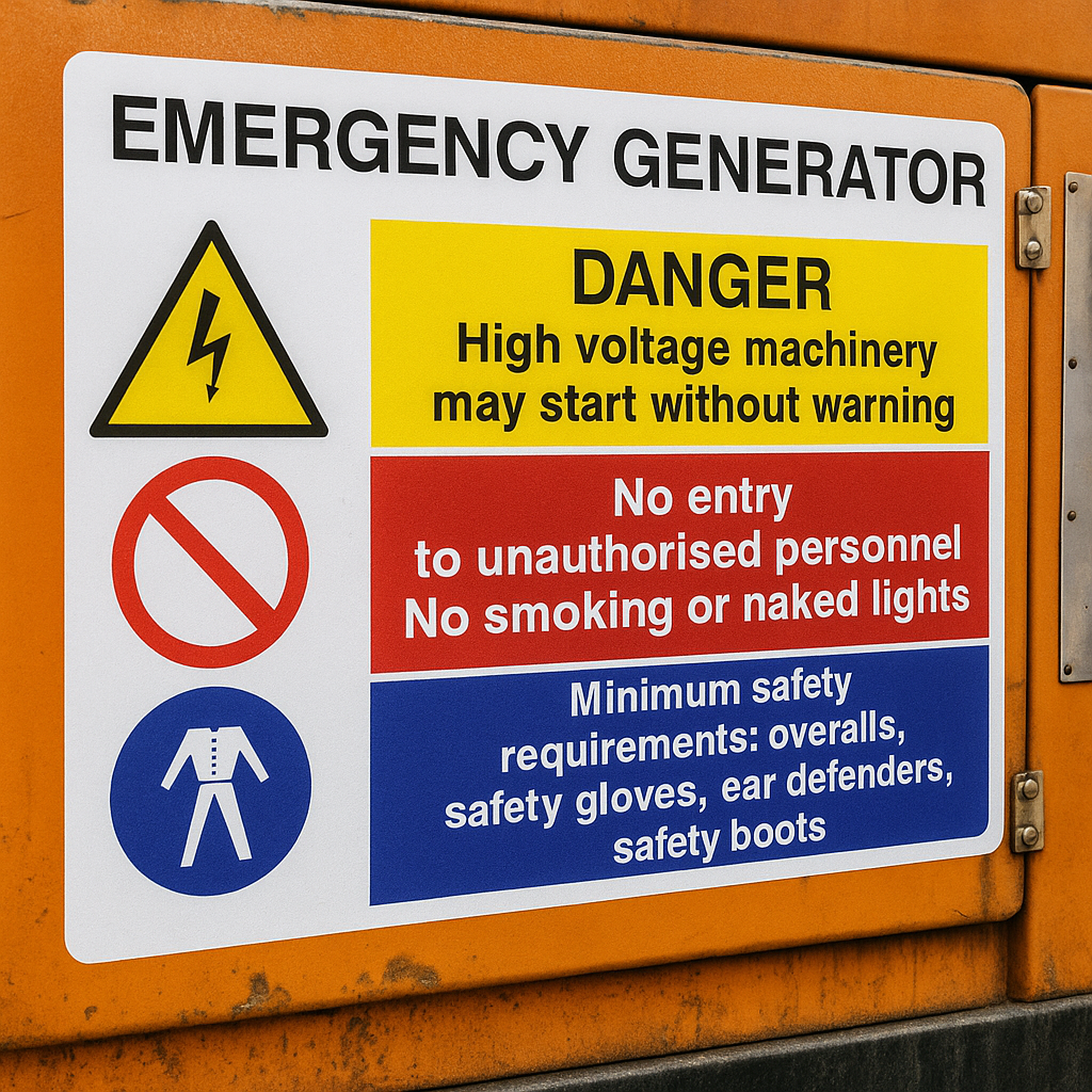 Emergency Generator safety sign (EGE001) | Safety Sign Online