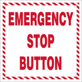 Emergency stop button with chevron border safety sign (ES15)
