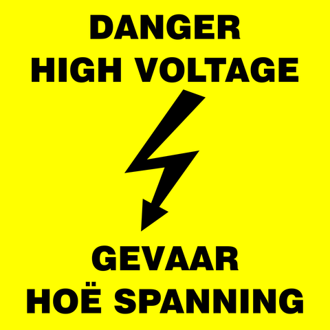 Danger high voltage (2 lang) safety sign (EW7)