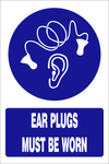 Ear plugs must be worn safety sign (MV031)